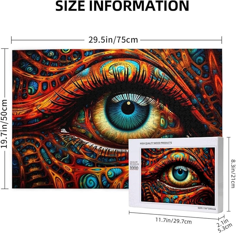 Phayah 1000 قطعة لغز العيون الملون للبالغين ديكور المنزل 29.5 × 19.7 بوصة - Image 3